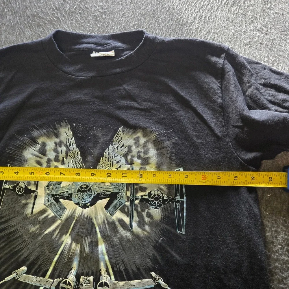 Vintage Star Wars T Shirt Boys XL Black Rogue Squadron X-Wing Tie Fighter AOP